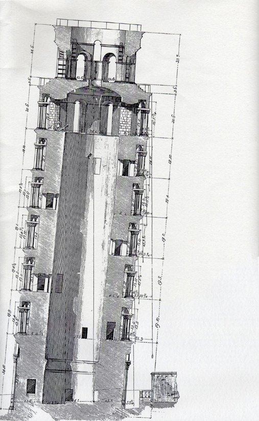 dessin côté de la tour de Pise